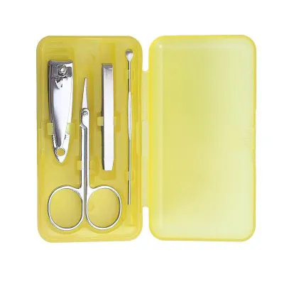 Stainless Steel Nail Clipper 4 Piece Set Portable Nail Art Manicure Tool with Plastic Box