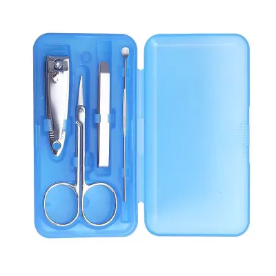 Stainless Steel Nail Clipper 4 Piece Set Portable Nail Art Manicure Tool with Plastic Box