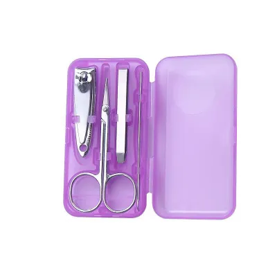 Stainless Steel Nail Clipper 4 Piece Set Portable Nail Art Manicure Tool with Plastic Box