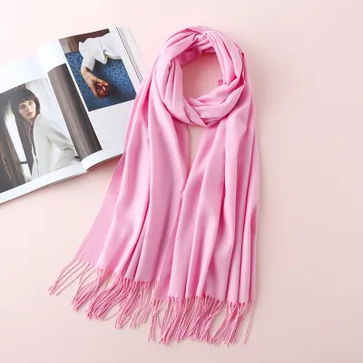 Women Tassel Winter Solid Color Imitation Cashmere Scarf