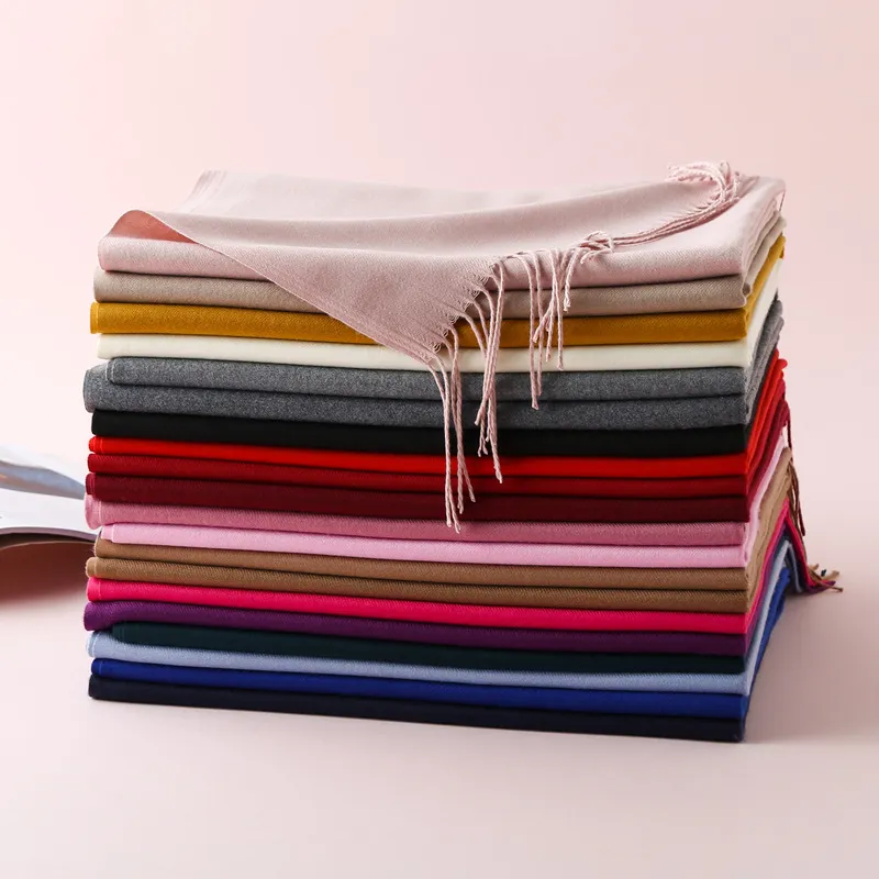 Women Tassel Winter Solid Color Imitation Cashmere Scarf