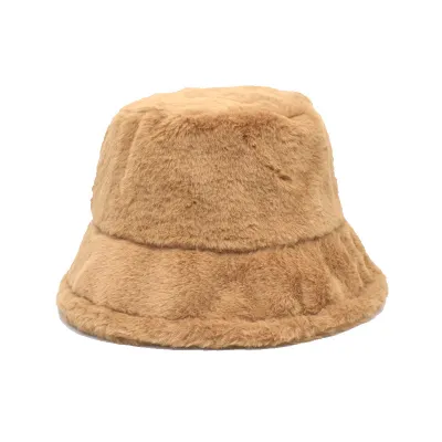 Autumn Winter Solid Color Plush Warm Bucket Hat