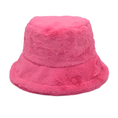 Autumn Winter Solid Color Plush Warm Bucket Hat