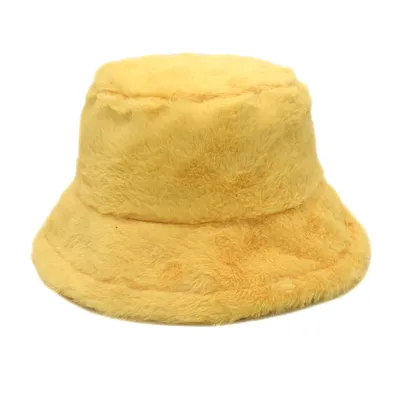 Autumn Winter Solid Color Plush Warm Bucket Hat