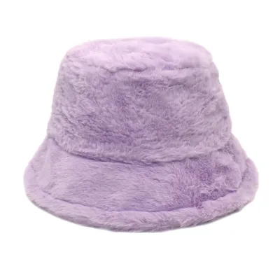 Autumn Winter Solid Color Plush Warm Bucket Hat