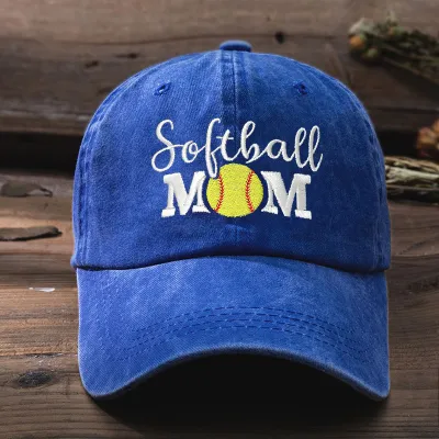 Mom Embroidery Custom Washed Cotton Baseball Cap