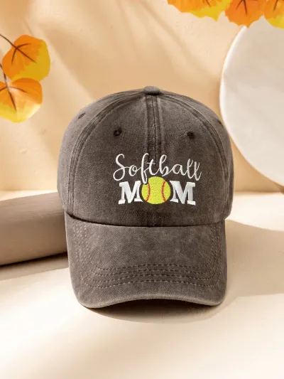 Mom Embroidery Custom Washed Cotton Baseball Cap