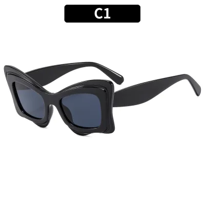 Fashion Large Frame Irregular Color Block Sunglasses PC AC