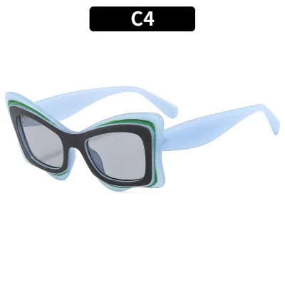 Fashion Large Frame Irregular Color Block Sunglasses PC AC