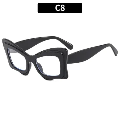 Fashion Large Frame Irregular Color Block Sunglasses PC AC