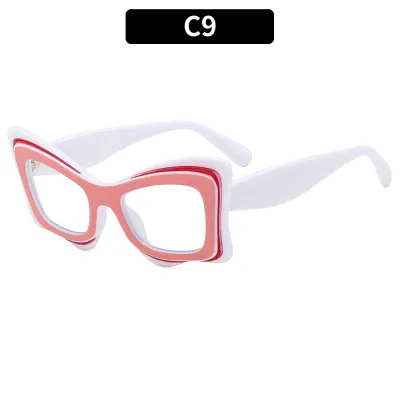 Fashion Large Frame Irregular Color Block Sunglasses PC AC