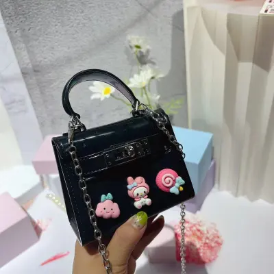 Children Cute DIY Decorative Buckle Square Mini Chain Crossbody Bag