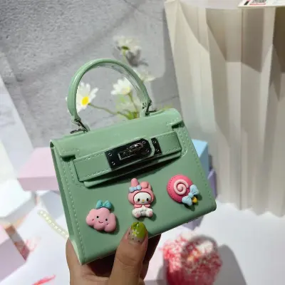 Children Cute DIY Decorative Buckle Square Mini Chain Crossbody Bag