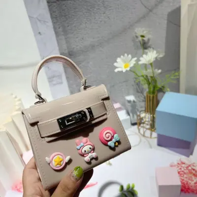 Children Cute DIY Decorative Buckle Square Mini Chain Crossbody Bag