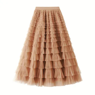Women Fashion Mesh Cake Skirt