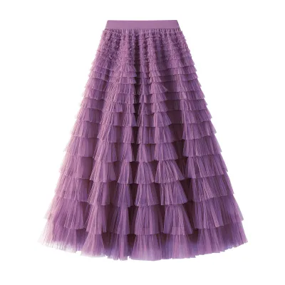 Women Fashion Mesh Cake Skirt