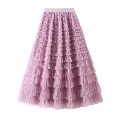 Women Fashion Mesh Cake Skirt
