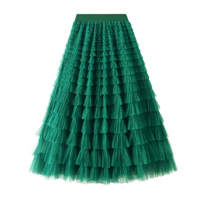 Women Fashion Mesh Cake Skirt