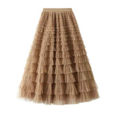 Women Fashion Mesh Cake Skirt