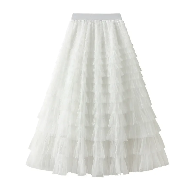 Women Fashion Mesh Cake Skirt