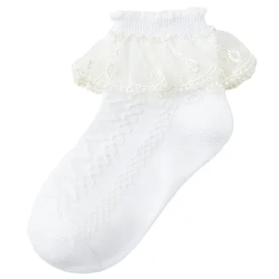 Kids Boys Girls Basic Casual Cute Solid Color Lace Socks Short Cylinder Acetate Fiber