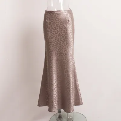 Women Fashion Jacquard Leopard Print Skirt