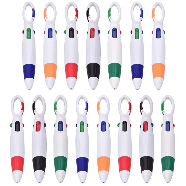 Creative Portable Hanging Buckle Mountaineering Buckle Four-Color Ballpoint Pen Press Bullet Tip 0.5mm