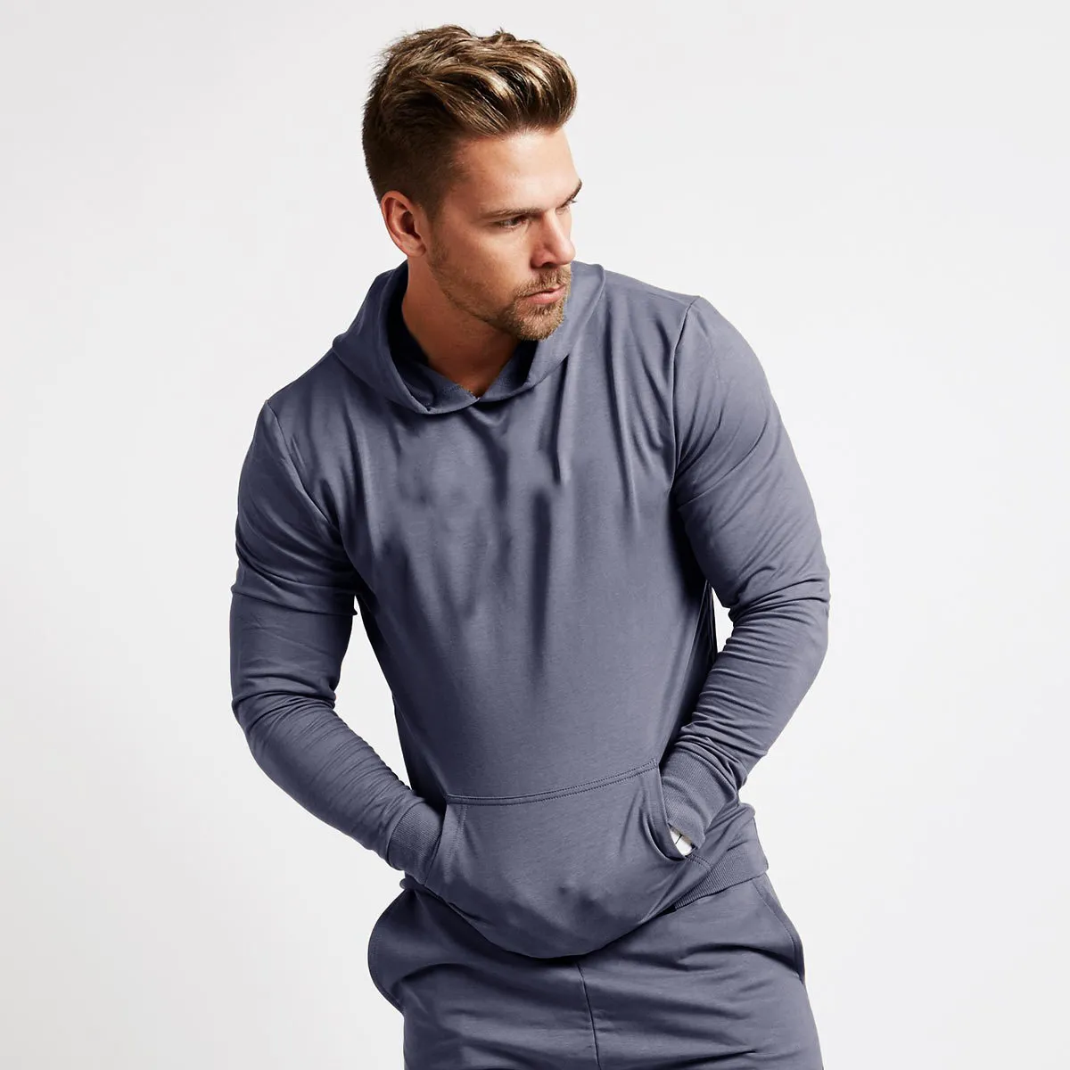 Men Fashion Casual Sport Solid Color Long Sleeve Hoodies