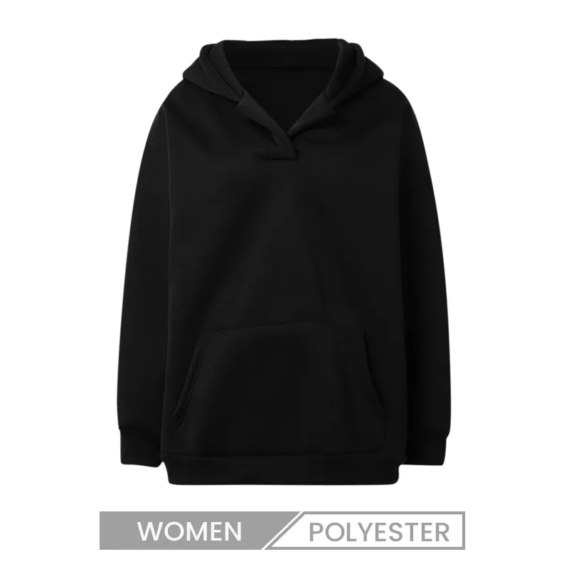 Custom Autumn Winter Women Casual Loose Solid Color Long Sleeve V-Neck Hoodies