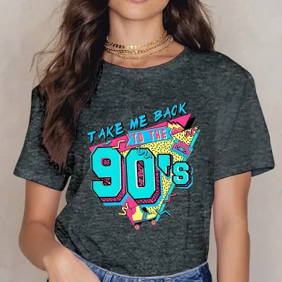 Women's Japanese Korean Casual Milk Fiber T-Shirt with Fun Letter Print