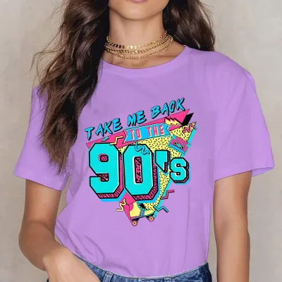 Women's Japanese Korean Casual Milk Fiber T-Shirt with Fun Letter Print