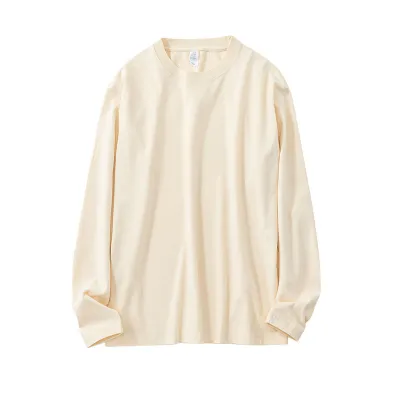 Men Casual Basic Knitted Sleeve Long Sleeve Round Neck Pullover Solid Color Loose T-Shirt