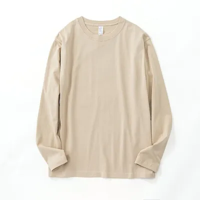 Men Casual Basic Knitted Sleeve Long Sleeve Round Neck Pullover Solid Color Loose T-Shirt