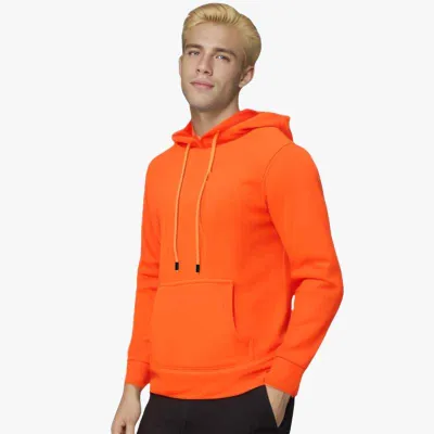 Men Street Pullover Hoodie V-Neck Long Sleeve Solid Color Fleece-Lined Casual Top