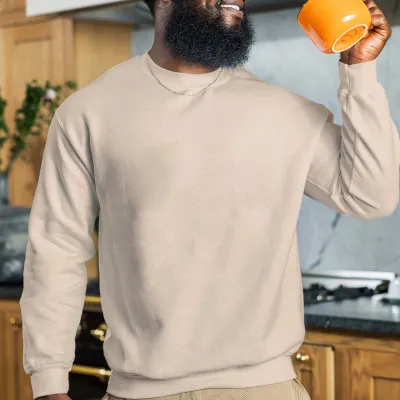 Men Fashion Casual Basic Solid Color Long Sleeve Round Neck Sweatshirts