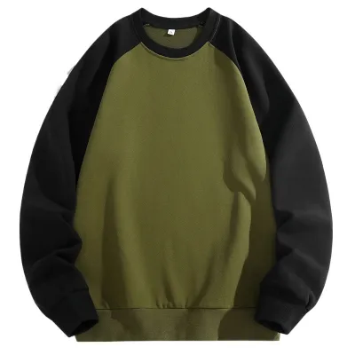 Men Fashion Casual Color Matching Plus Size Long Sleeve Crewneck Pullover Corduroy Sweatshirts