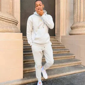 Men Autumn Winter Casual Basic Solid Color Long Sleeve Sweatshirts Pants Sets