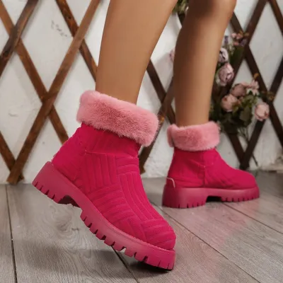 Autumn Winter Women Fashion Plus Size Warm Fleece-Lined Thick-Soled Snow Boots