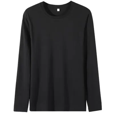 Men Fashion Casual Basic Solid Color Plus Size Long Sleeve Knitted Round Neck T-Shirt
