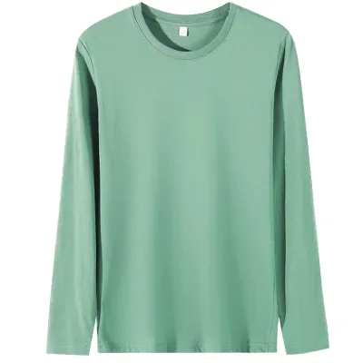 Men Fashion Casual Basic Solid Color Plus Size Long Sleeve Knitted Round Neck T-Shirt
