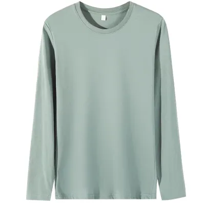 Men Fashion Casual Basic Solid Color Plus Size Long Sleeve Knitted Round Neck T-Shirt