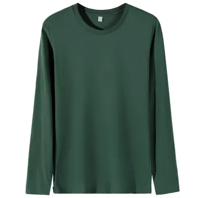 Men Fashion Casual Basic Solid Color Plus Size Long Sleeve Knitted Round Neck T-Shirt