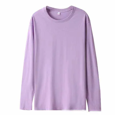 Men Fashion Casual Basic Solid Color Plus Size Long Sleeve Knitted Round Neck T-Shirt