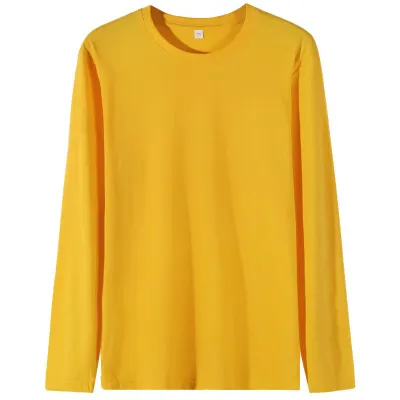 Men Fashion Casual Basic Solid Color Plus Size Long Sleeve Knitted Round Neck T-Shirt