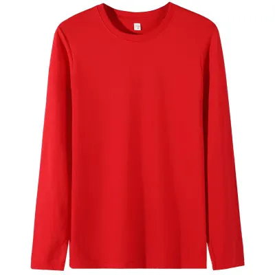 Men Fashion Casual Basic Solid Color Plus Size Long Sleeve Knitted Round Neck T-Shirt