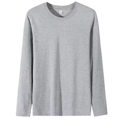 Men Fashion Casual Basic Solid Color Plus Size Long Sleeve Knitted Round Neck T-Shirt