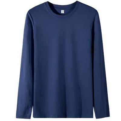 Men Fashion Casual Basic Solid Color Plus Size Long Sleeve Knitted Round Neck T-Shirt