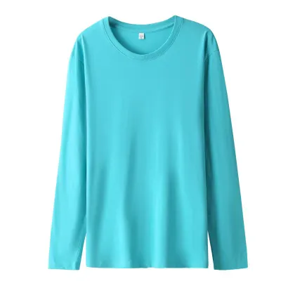 Men Fashion Casual Basic Solid Color Plus Size Long Sleeve Knitted Round Neck T-Shirt