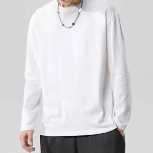 Men Fashion Casual Basic Solid Color Plus Size Long Sleeve Knitted Round Neck T-Shirt