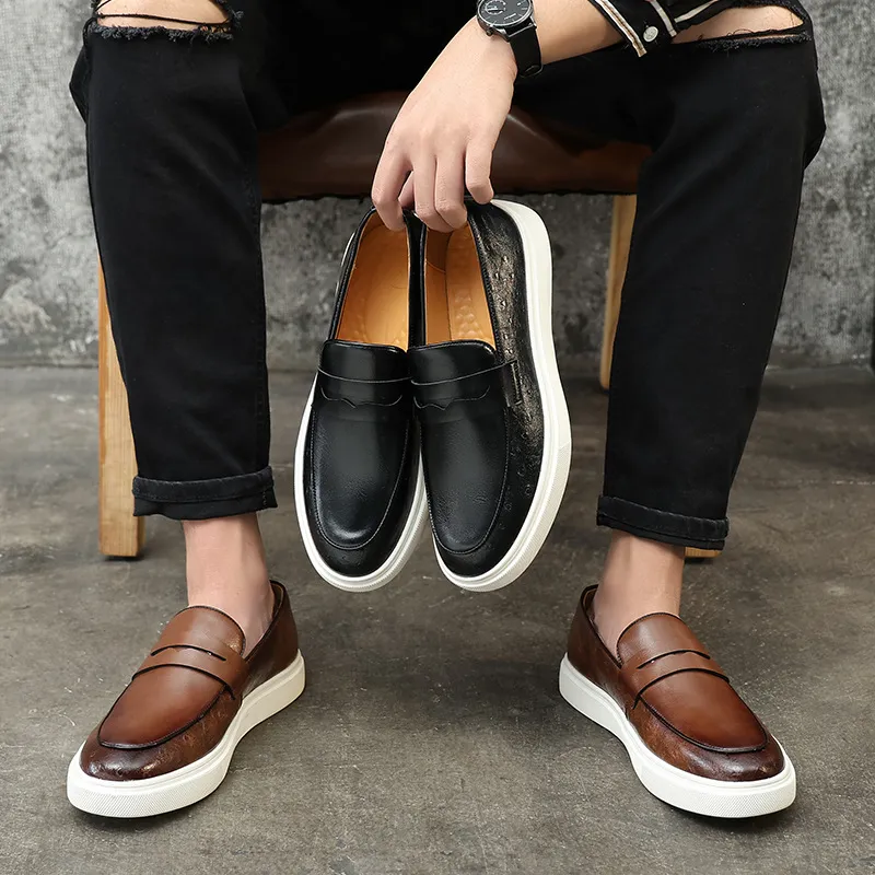Men Fashion Thick-Soled Casual Round Toe Loafers